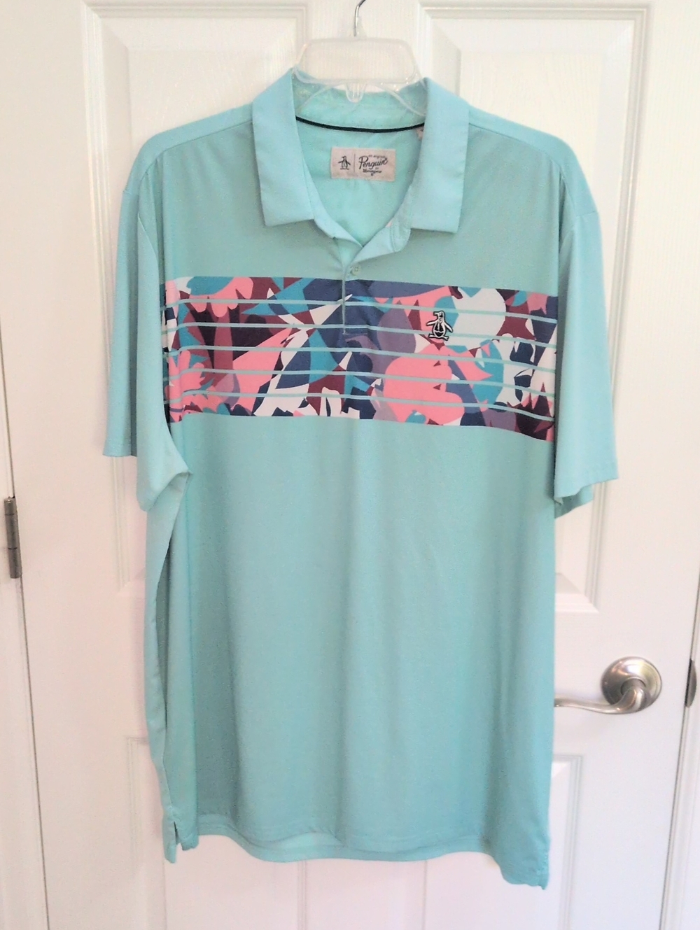 Original Penguin Men's Floral Stripe Stretch Polo Shirt - Limpet Shell - XL